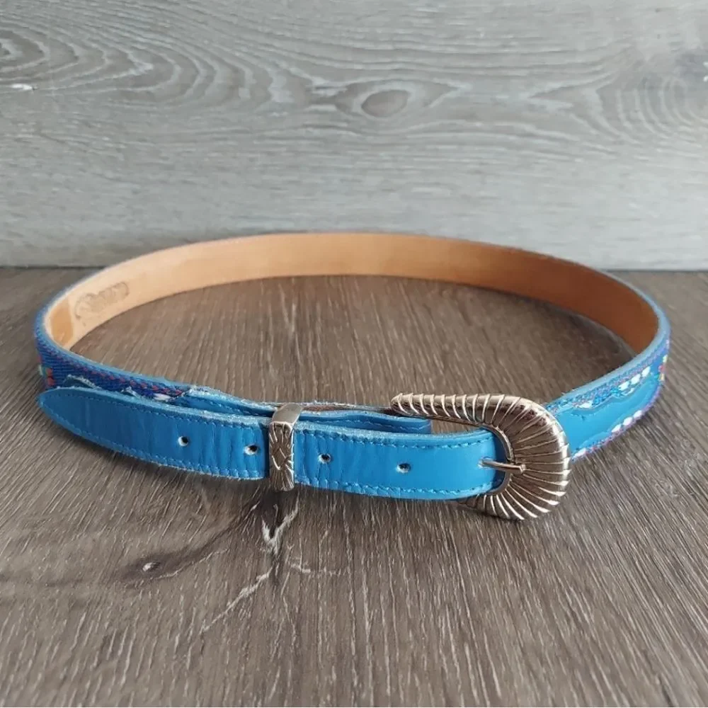 Nocona Embroidered Woven Blue Belt 💙  32